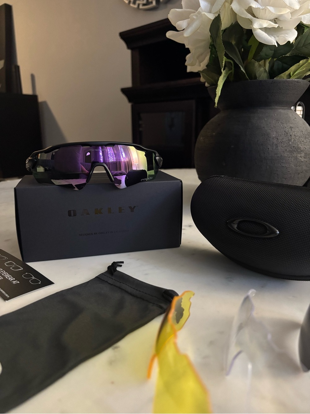 Oakley Sunglasses Purple Iridium Lens Black Frame